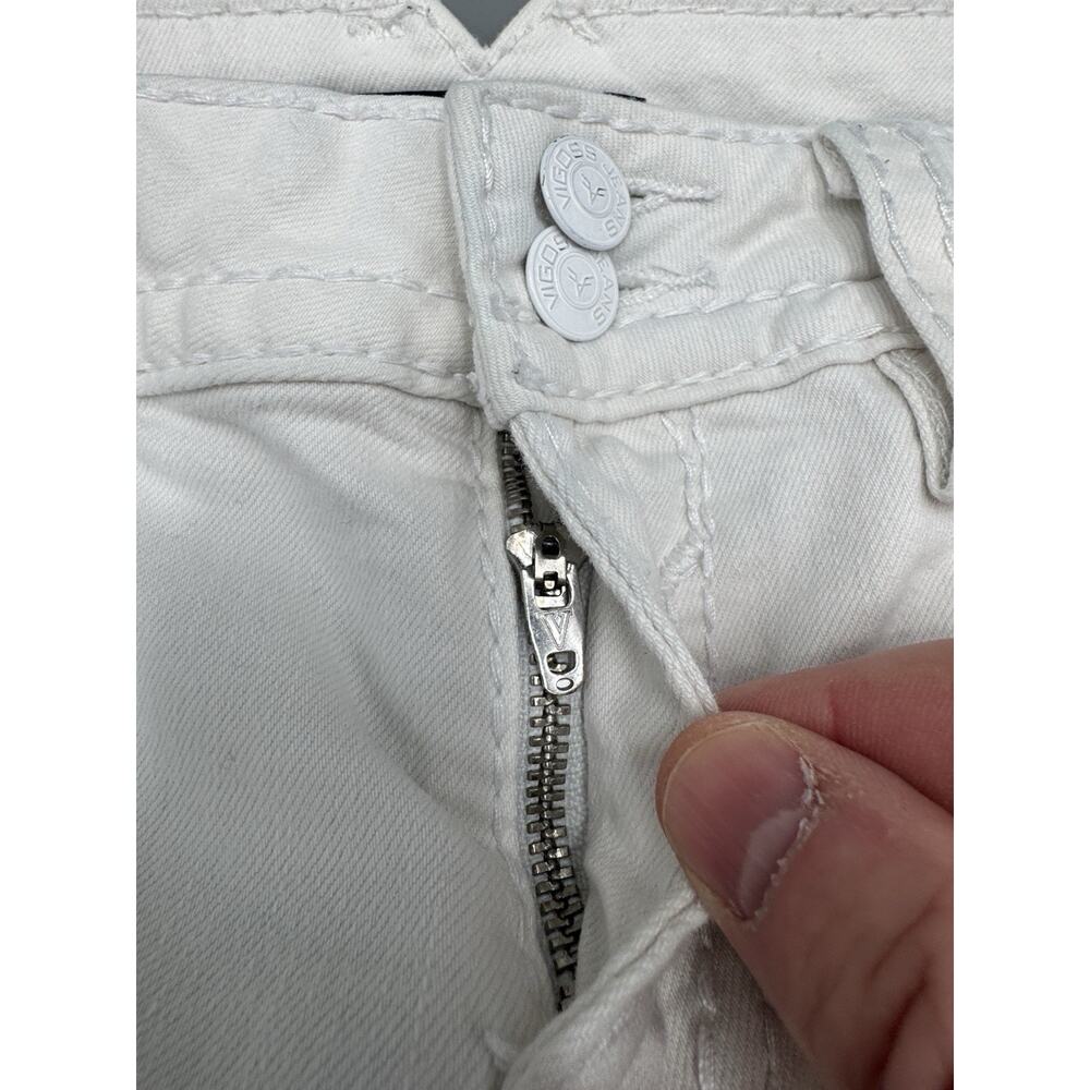 Women's‎ VIGOSS The Chelsea Capri Denim White Size 30x21 Embroidered Pockets - Picture 3 of 13